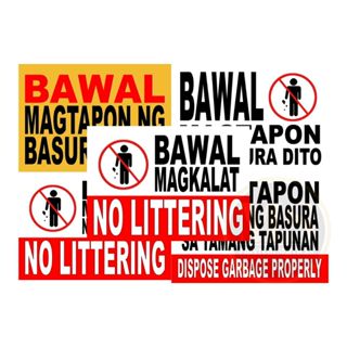 Bawal Magtapon Ng Basura Bawal Magkalat No Littering Laminated Signage ...