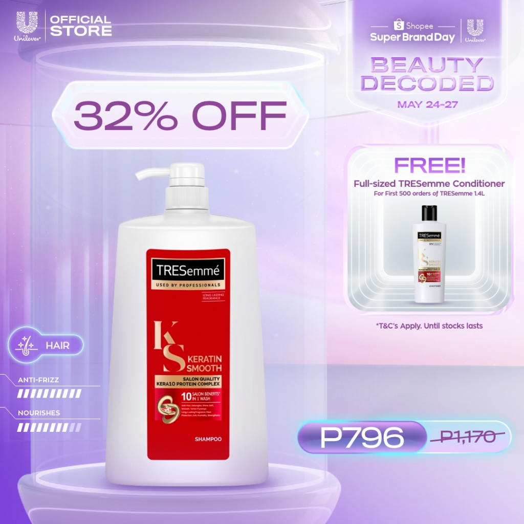 Tresemme Shampoo Keratin Smooth With Kera10 Complex 1 4l Shopee