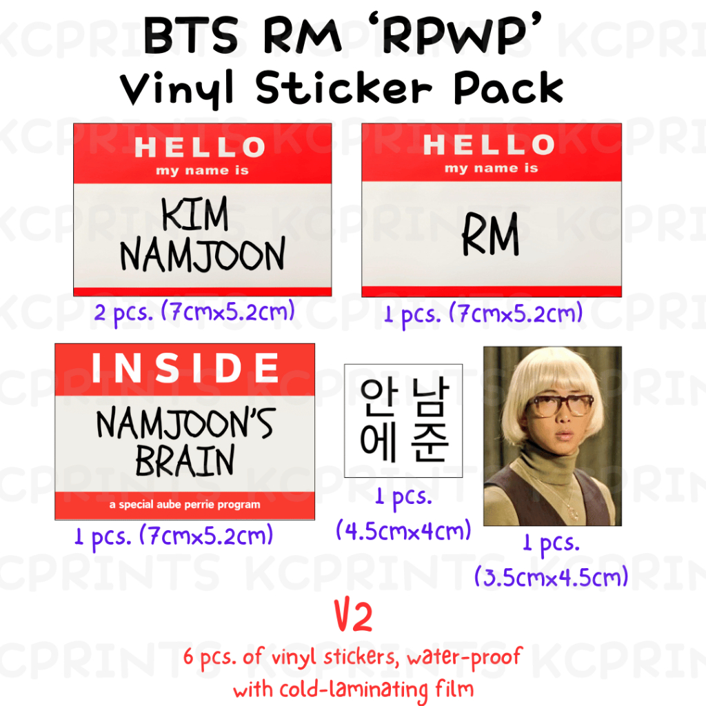 BTS RM Right Place Wrong Person RPWP Sticker Pack Fanmade Waterproof ...