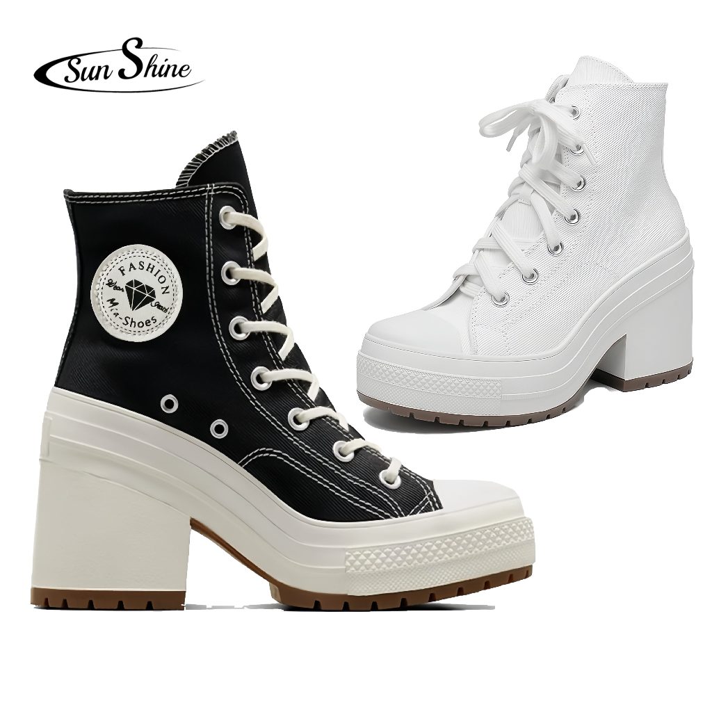 Korean Style Mid-High Boots with Thick Heel and Zipper