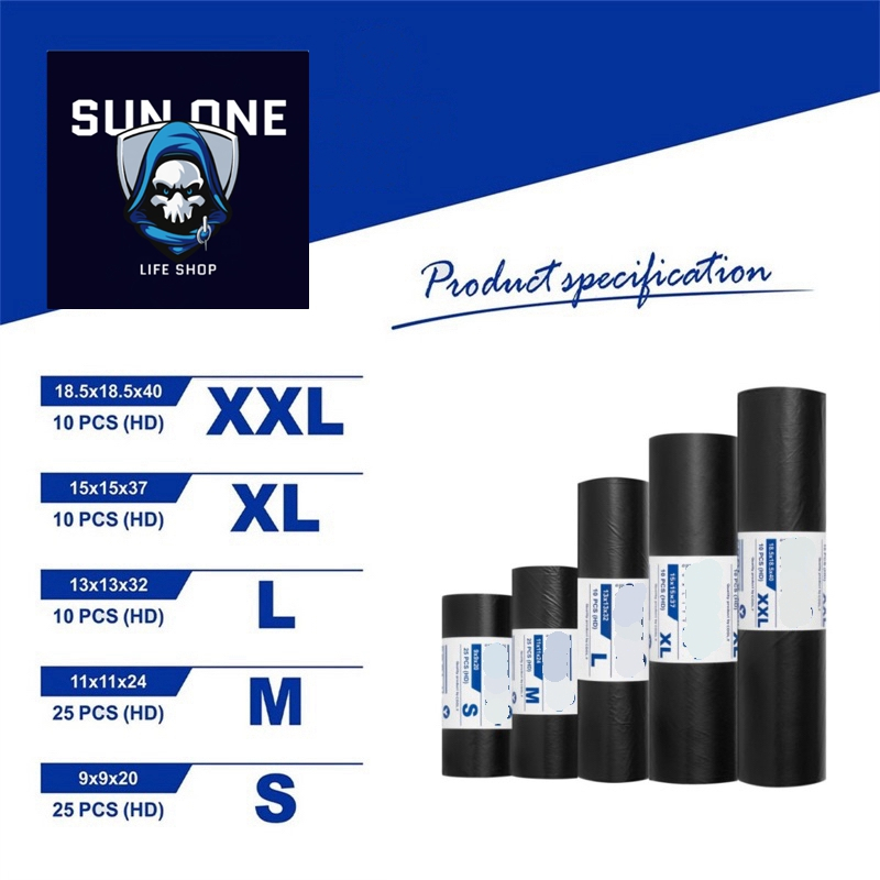 Flat garbage bag Trash bag Garbage bag Black 【Small Medium Large XL XXL ...