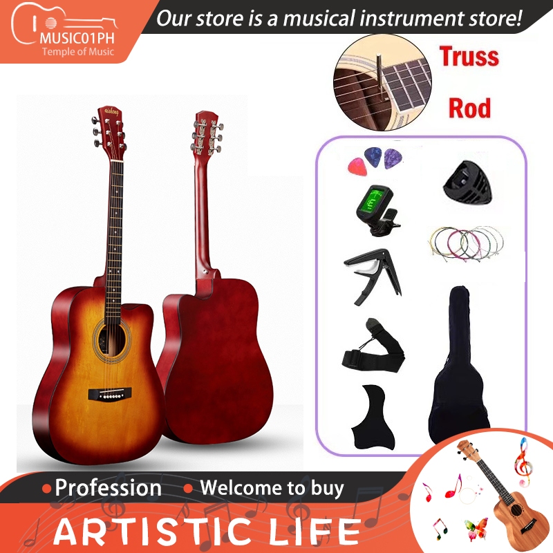 Guitar 38 41 Inch Acoustic Guitar Low Action Gitara Original Suitable for Adult and Beginners Shopee Philippines