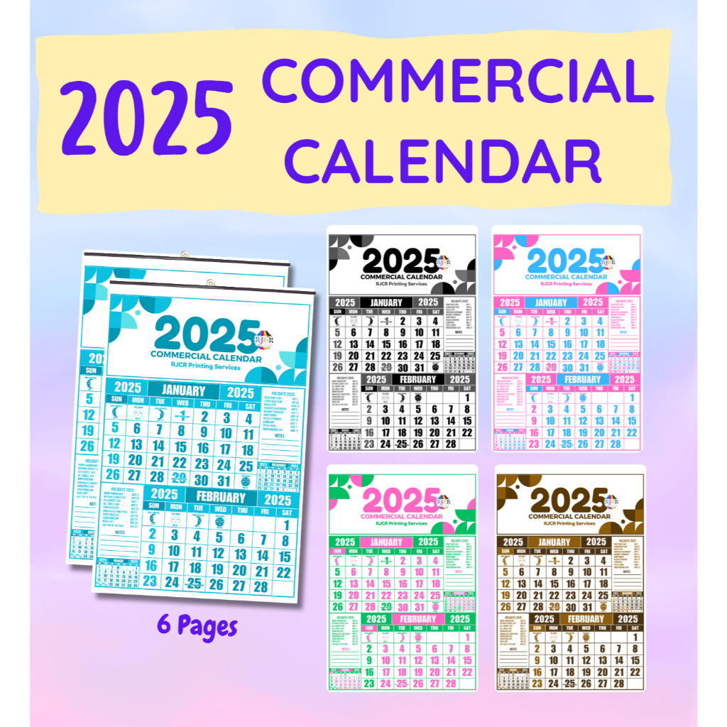 2025 COMMERCIAL CALENDAR COLORED BULK ORDER 8.5X13 INCH. Shopee