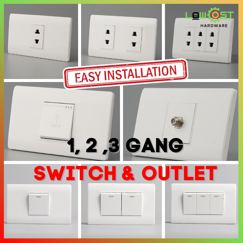 Switch Panel 1,2 3, GANG outlet Light Wall Outlet 1Gang 2 Gang 3Gang