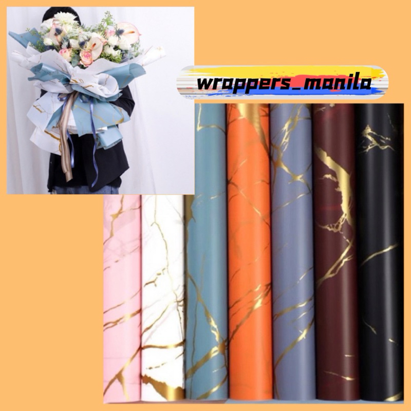 20in1 Pack Golden Marble Design Wrapper Bouquet Wrapping Material ...