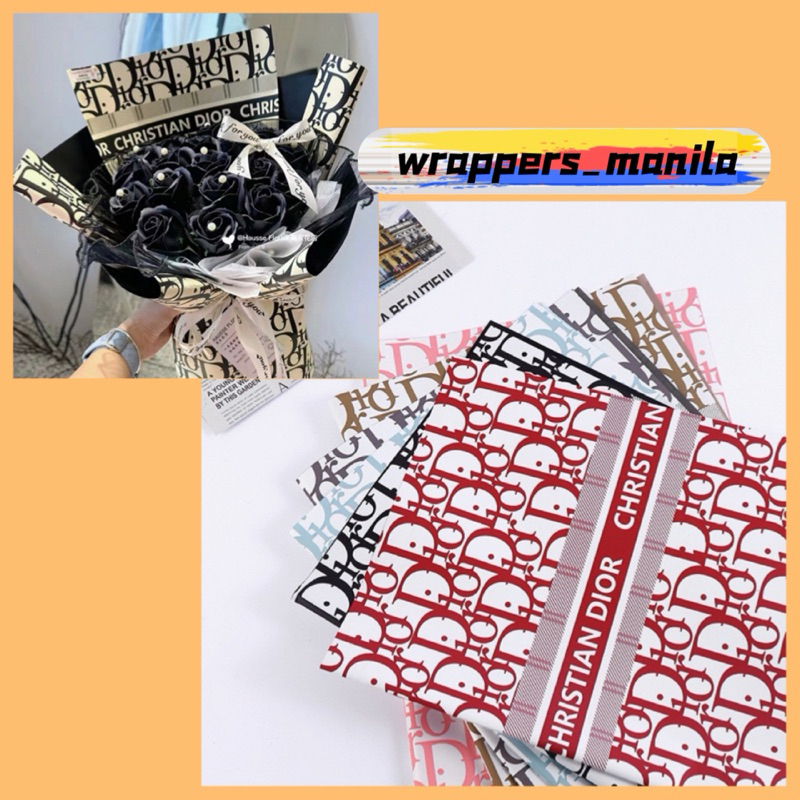 20pcs Double Sided Dior Printed Wrappers Flower Bouquet Wrapping Paper Shopee Philippines