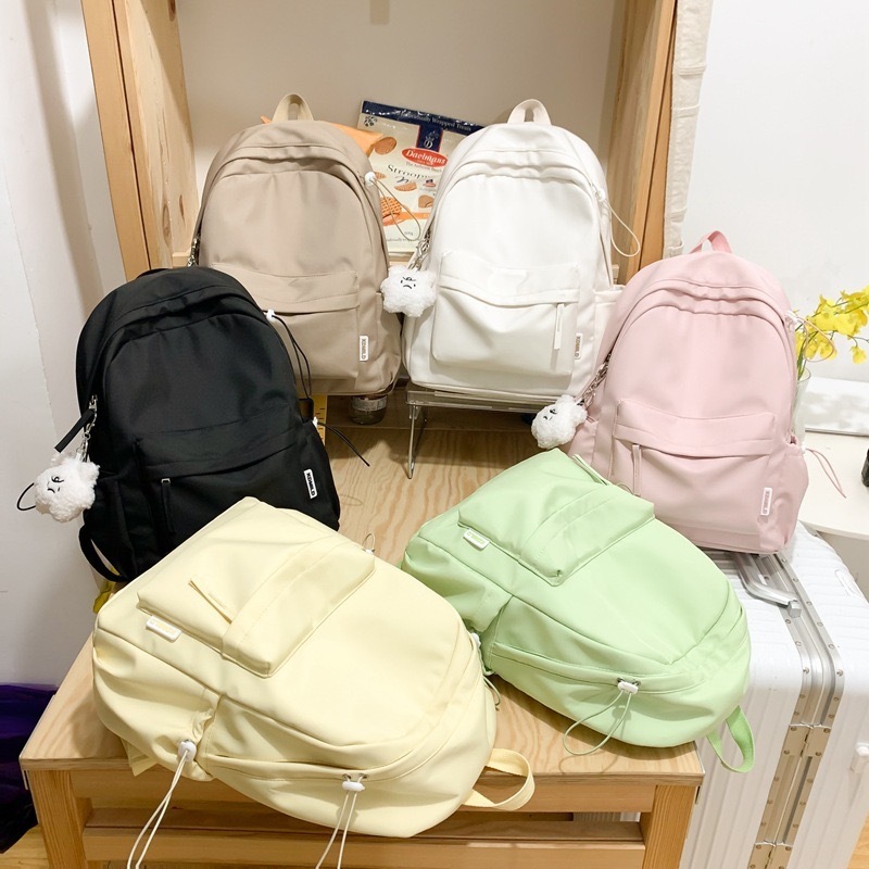 Mumu 6075 Korean Cute Nylon Unisex Students Back Pack Minimalist Bag ...