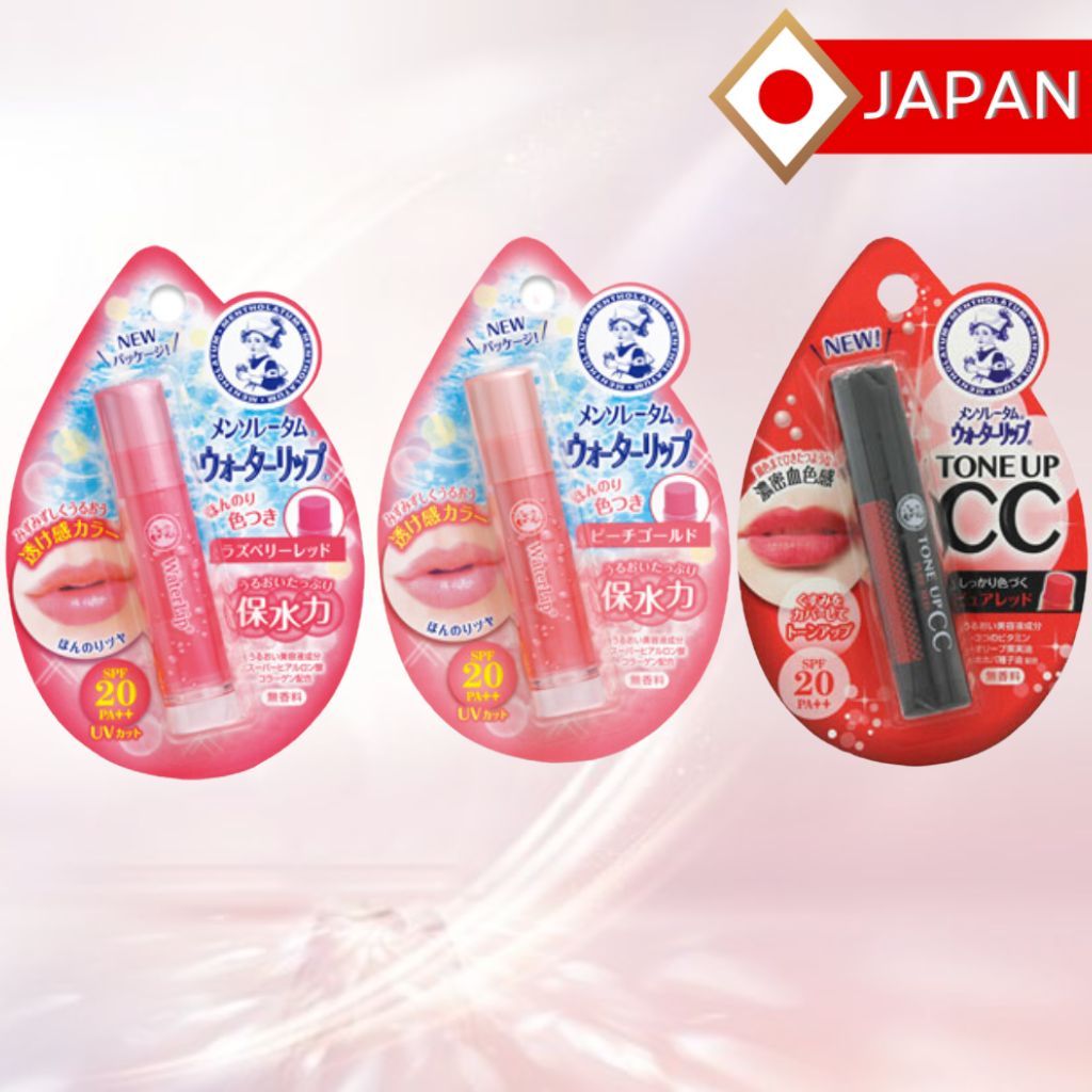 Mentholatum Water Lip Colored Type Raspberry Red/Peach Gold/Tone Up CC ...