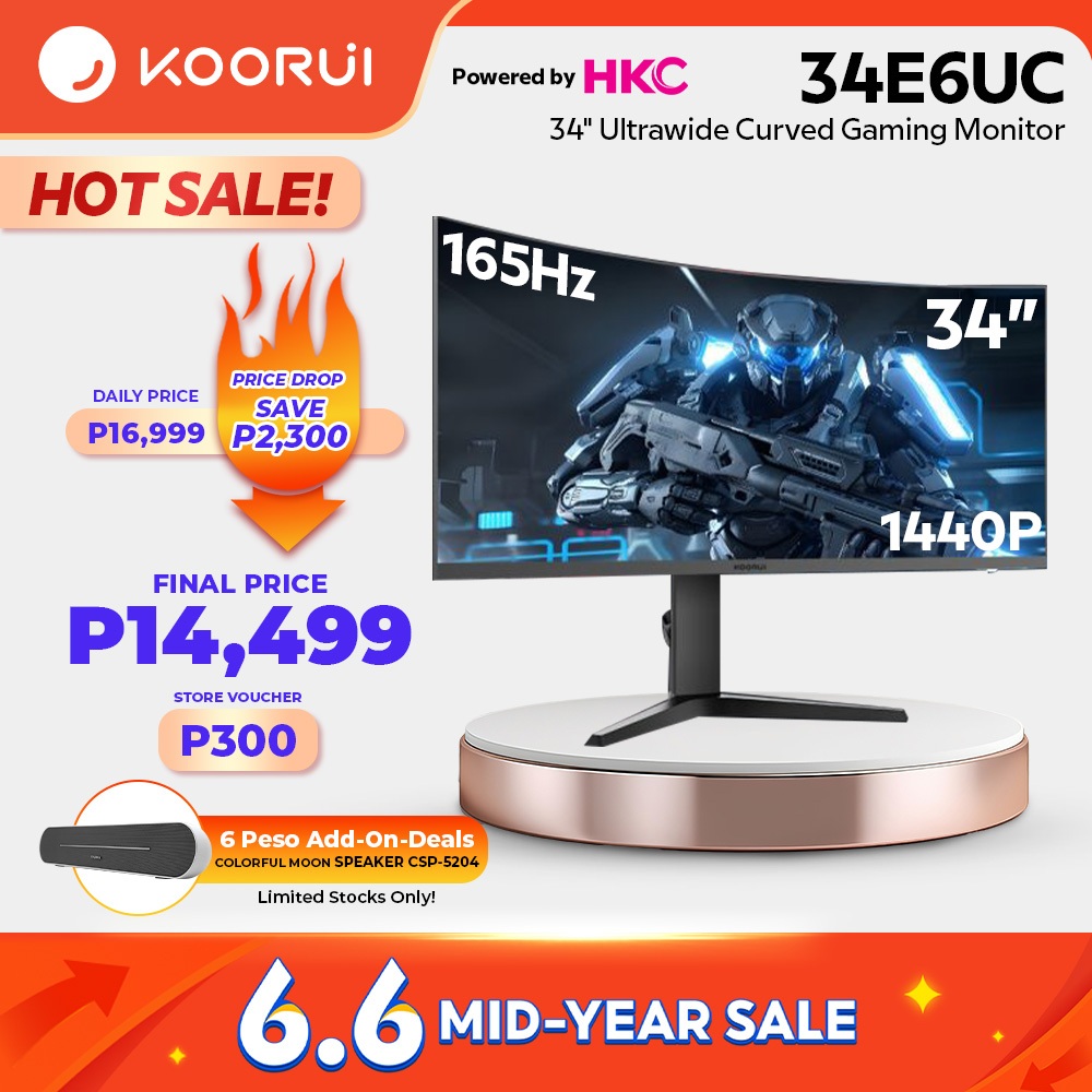 KOORUI 34E6UC Powered by Hkc 165HZ 1ms 1000R WQHD Ultrawide Curved