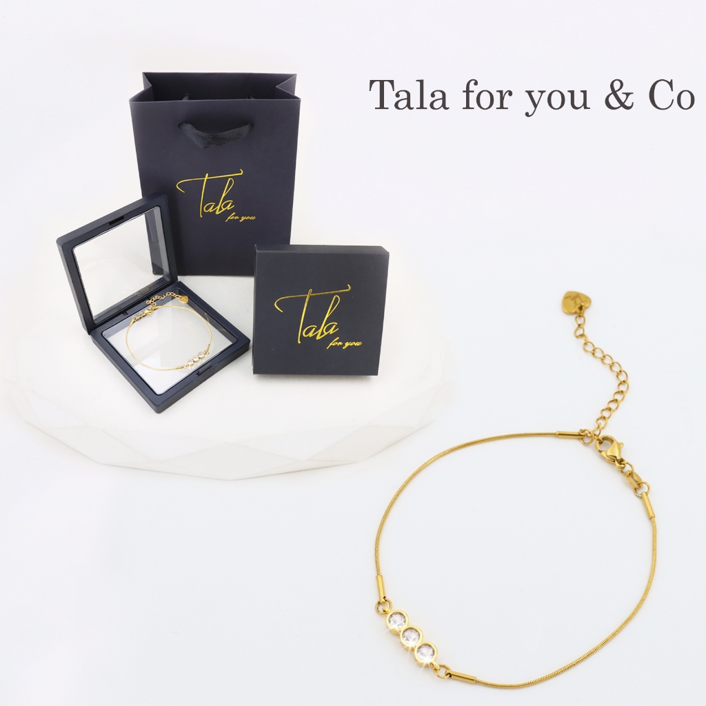 Tala for You 18K Gold Bracelet Diamond Love Chain Bracelet With Premium ...