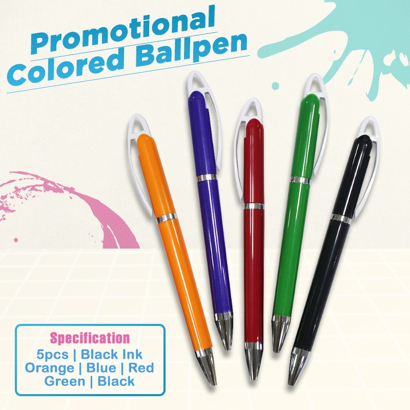 5pcs Push Type Colored Promotional Ballpen 0.5mm Ballpoint Ball Pen for ...