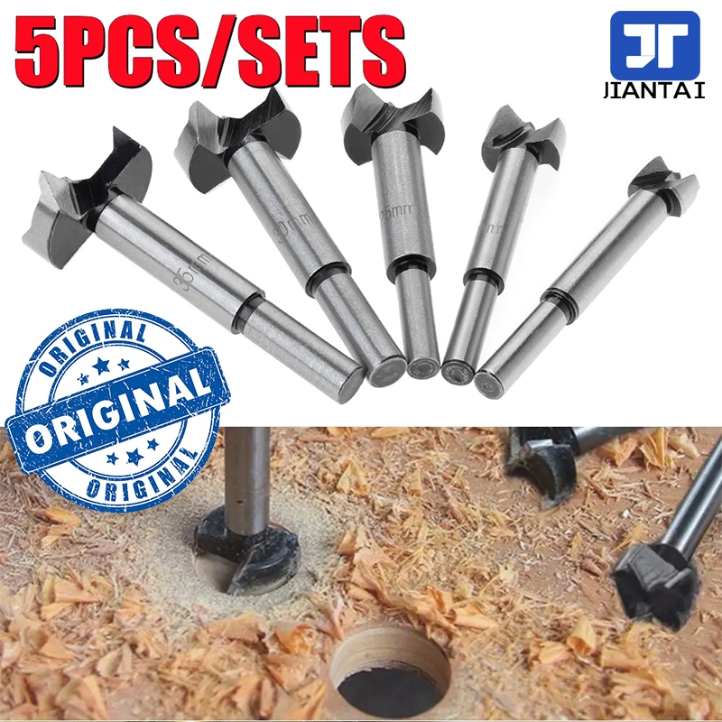 5pcs auger drill forstner bit set hinge boring woodworking hole saw ...