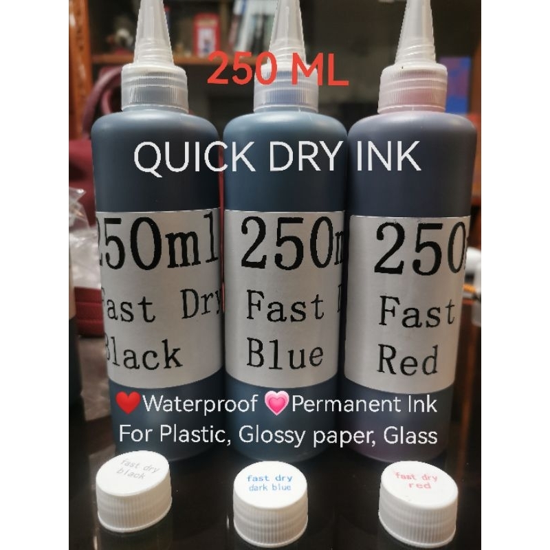 250ML Quick Dry Ink For Plastic glass glossy paper Waterproof Ink ...