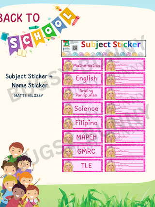 SUBJECT STICKER LABEL FOR NOTEBOOKS WITH NAME STICKER LABEL 9 DESIGNS ...