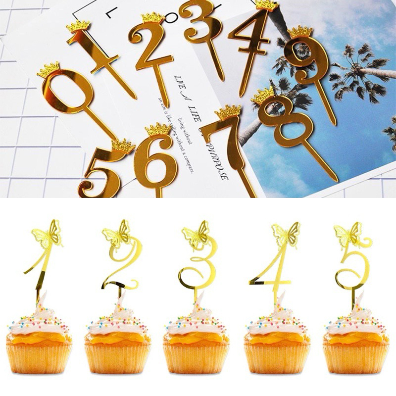 Acrylic Number Cake Topper Glitter Crown Diamond 50 60 70 Happy ...