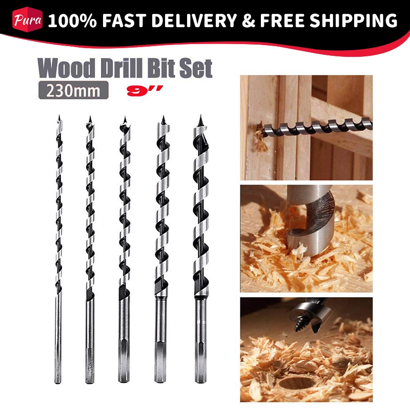 9 Inch Hex Shank Long Auger Drill Bits Woodworking Tools for Wood Deep ...