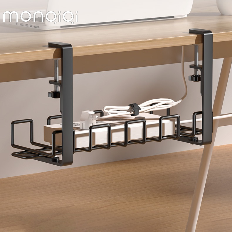 Under Table Storage Rack Cable Management Tray Desk Socket Holder Wire ...