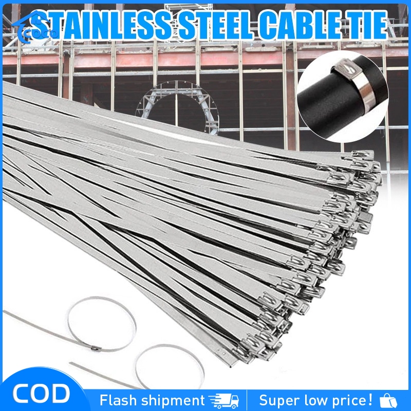 100PCS Multi-Purpose Locking Cable Metal Zip Ties Stainless Steel Self ...