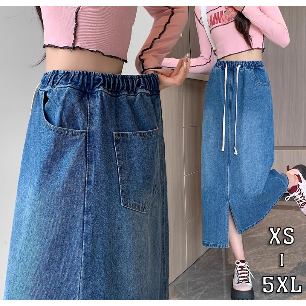 Long skirt skirt slit denim pencil highwaist A-line skirt jeans PLUS SIZE  fashion maong office skirt