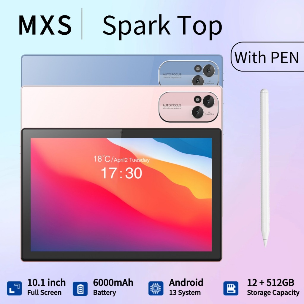 MXS Spark Top Tablet WITH PEN 10.1 inches 6000mAh 12+512 GB Android 13 ...