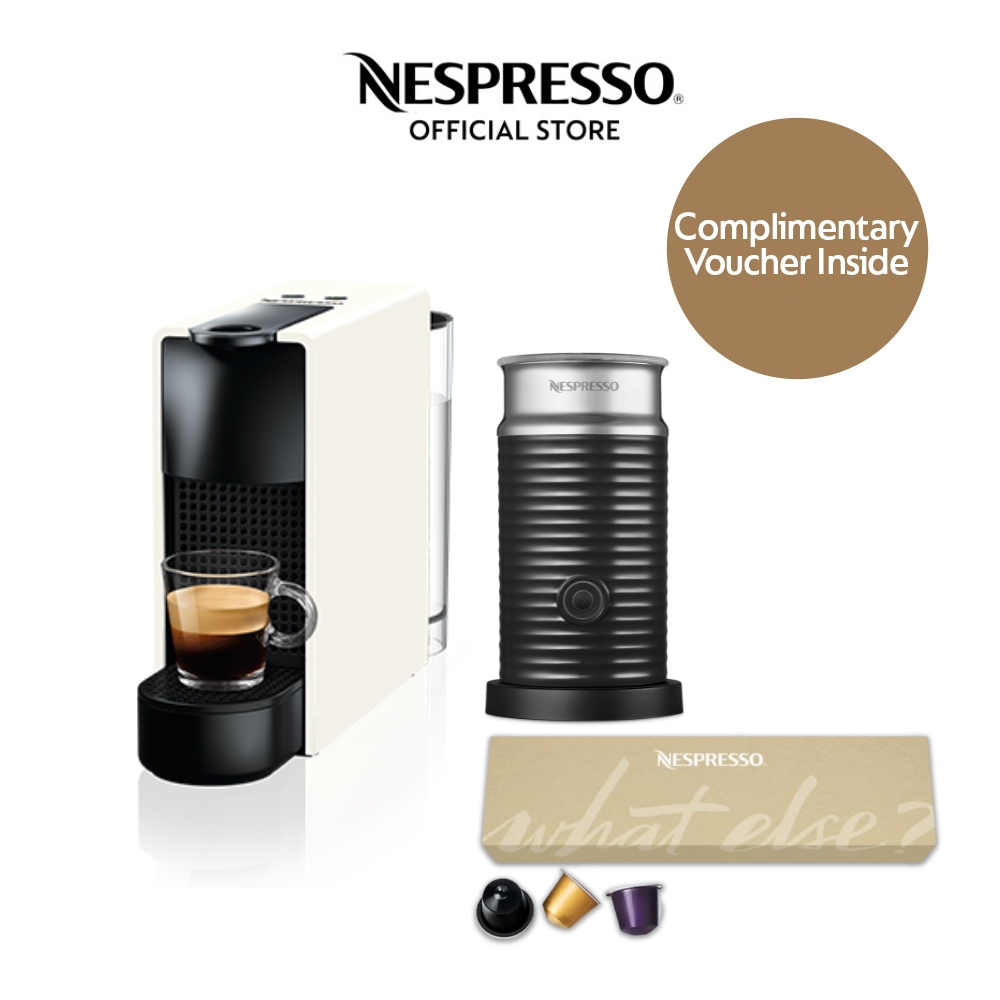Nespresso Essenza Mini White Aeroccino Milk Frother Black