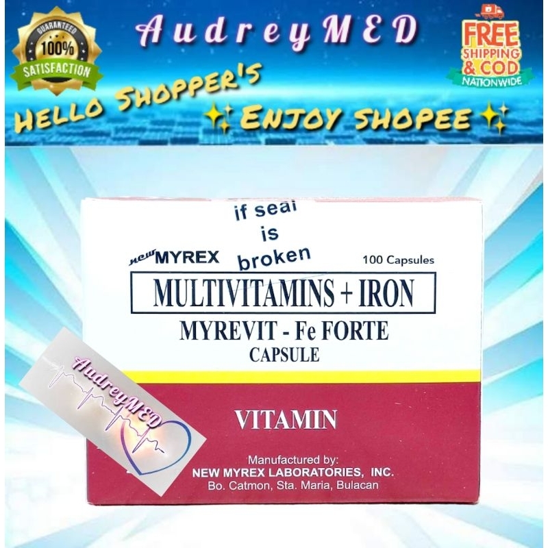 Myrevit Fe Forte (Multivitamins + iron) 100 Capsules Shopee Philippines
