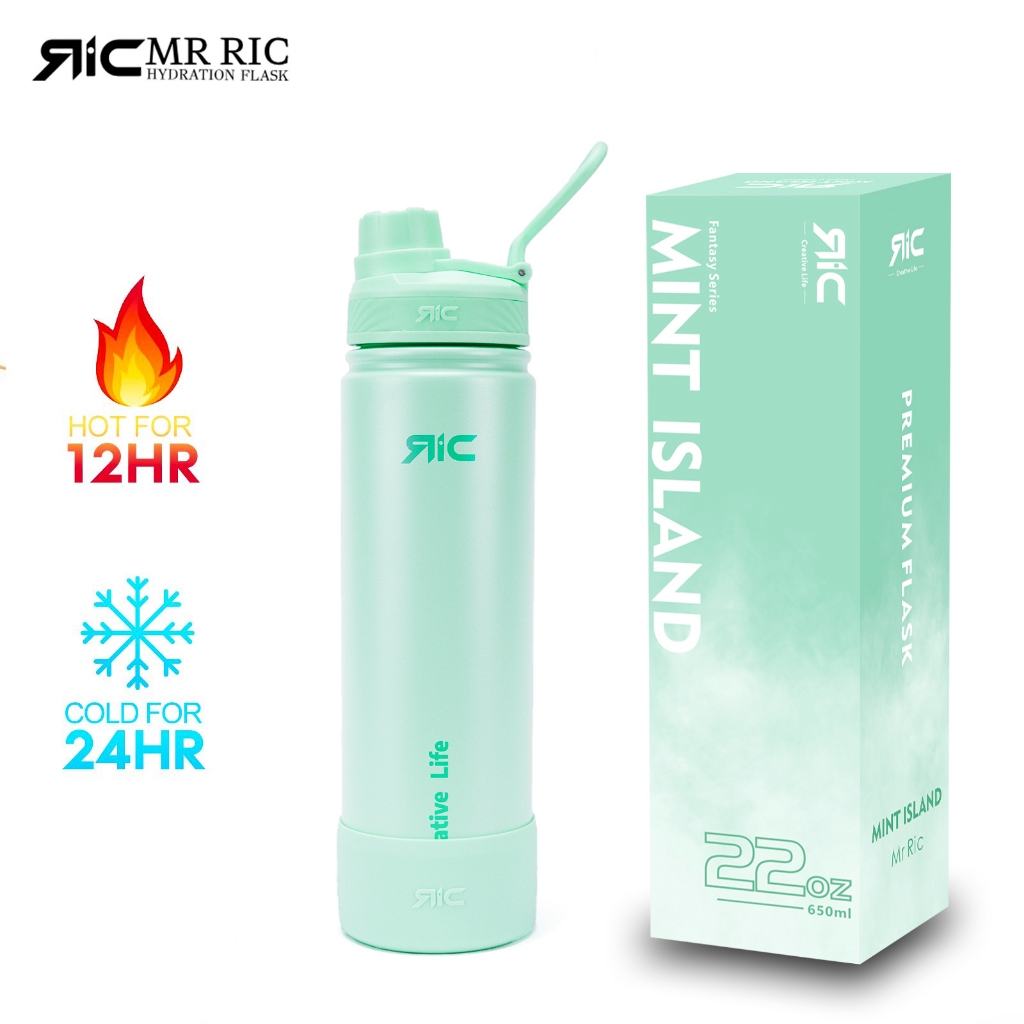 Mr Ric Hydration Flask w/ Free Silicone Boot Insulation Stainless Steel ...