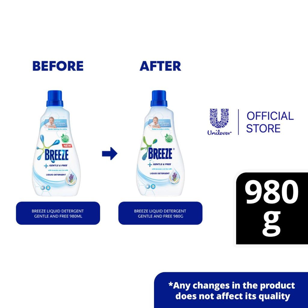 BREEZE LIQUID DETERGENT GENTLE AND FREE 980G Shopee Philippines