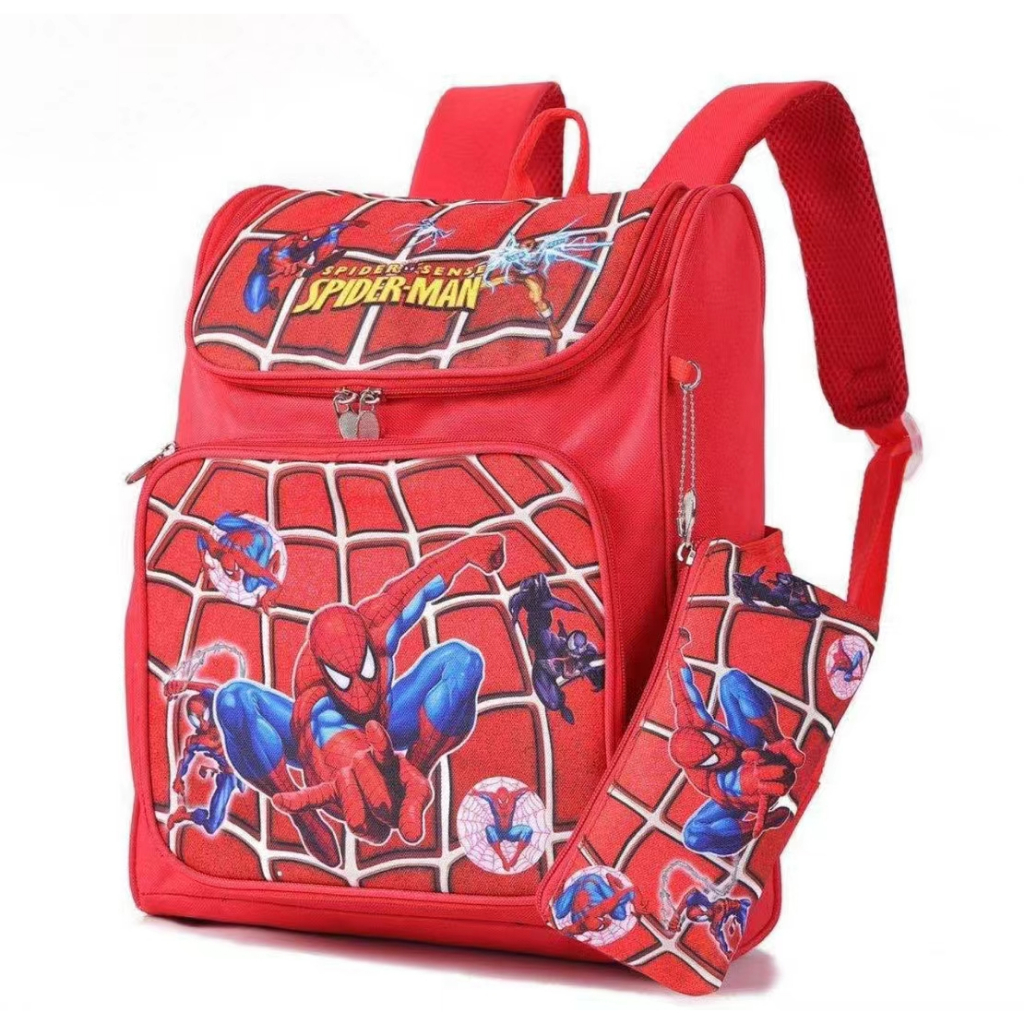 Cute cartoon spider man 2 in 1 with pencil box children schoolbag kids ...