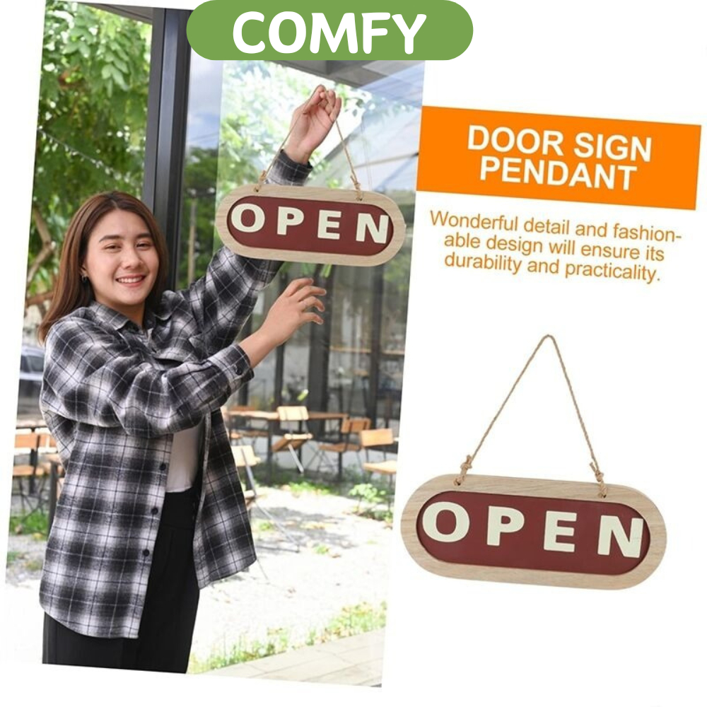 Wooden Open/Closed Hanging SignDouble-sided Business Open Closed ...