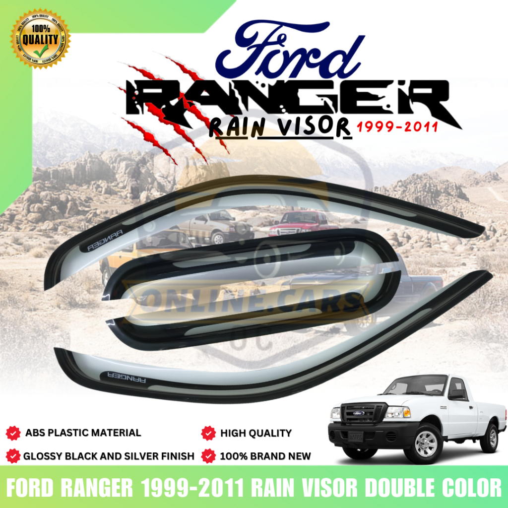 OC RAIN VISOR For FORD RANGER 1999-2011 DOUBLE COLOR (7556) | Shopee ...
