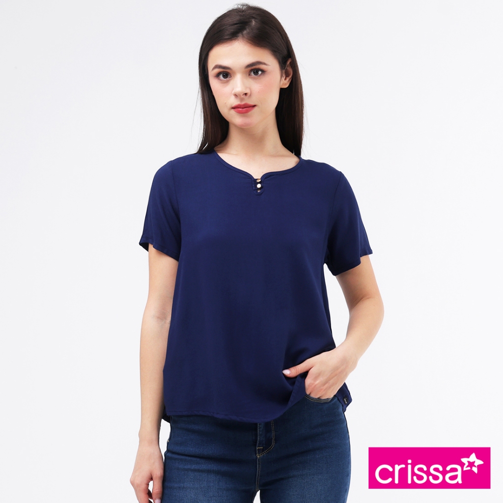 Crissa Bold Twill Rayon Short Sleeves Blouse CSFT25-0056 | Shopee ...