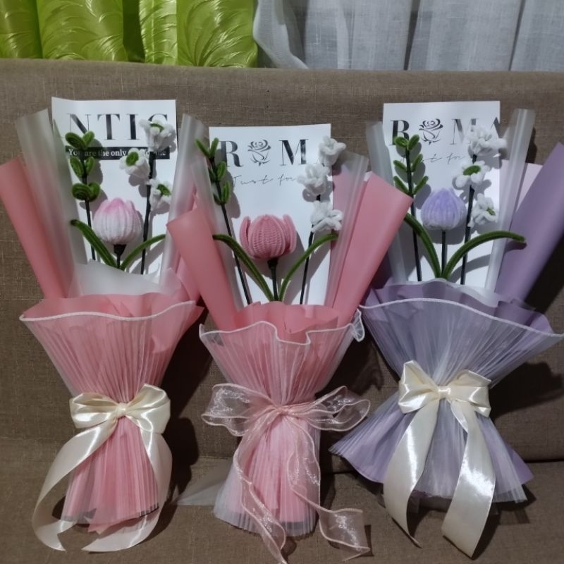 Fuzzy Wire Tulips Flower Bouquet | Shopee Philippines