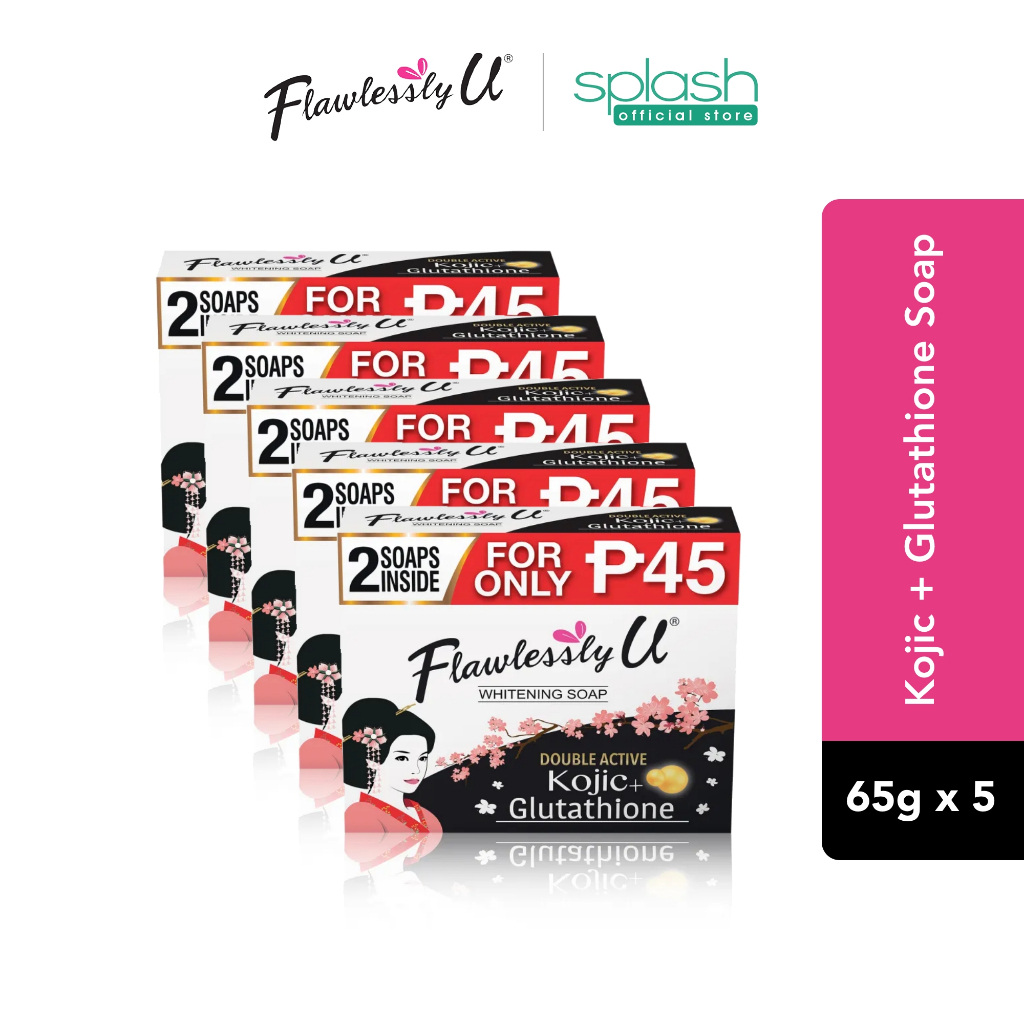 Flawlessly U 2in1 Double Active Kojic + Glutathione Whitening Soap 65g -  Set of 5