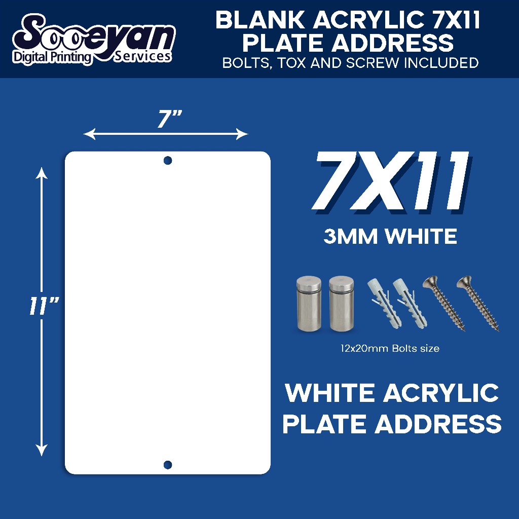 Acrylic 7x11 inches Houseplate (Bolts, Toks and Screw Included ...