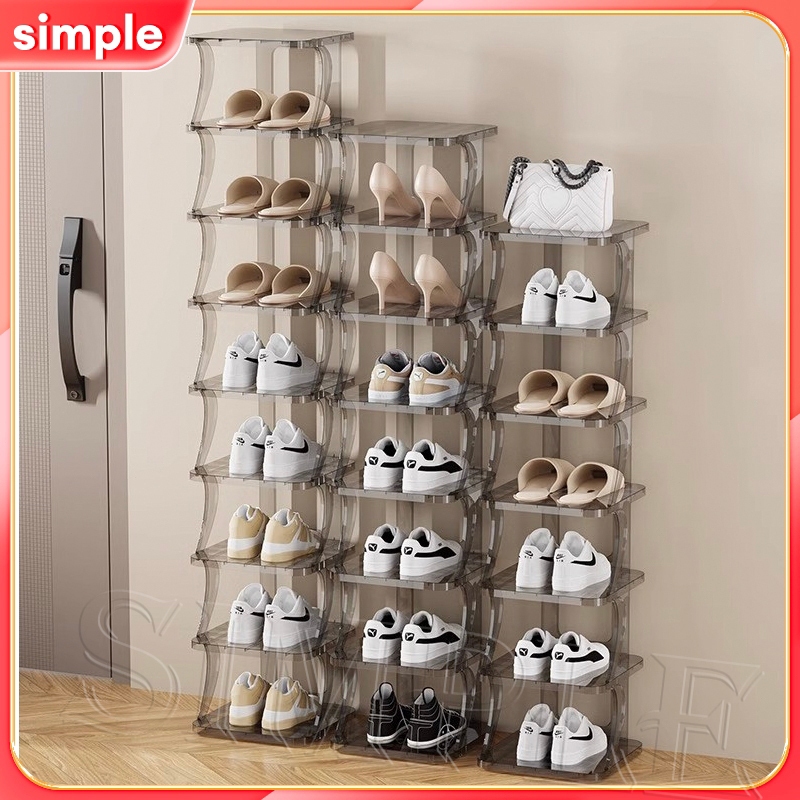 Transparent Shoe Rack Stackable Shoe Organizer Shelf Dormitory Bedroom ...