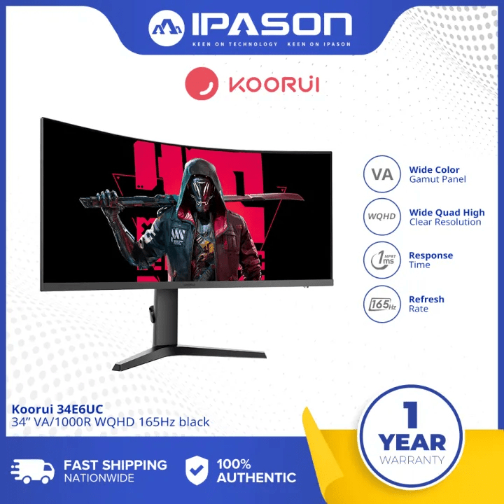 Koorui 34E6UC 34inch VA/1000R WQHD 165Hz Black Gaming Monitor | Shopee ...