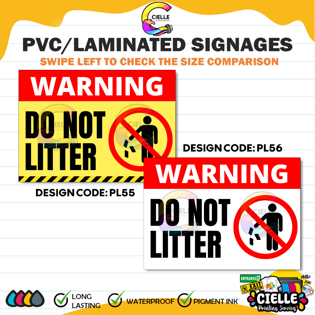PVC/LAMINATED SIGNAGES (PL55&PL56) - Warning Do Not Litter | Shopee ...
