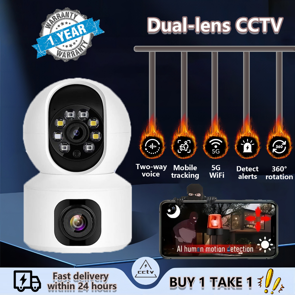 BUY 1 TAKE 1 V380 5G CCTV Camera 1080P 8MP+8MP Dual Lens HD Multi Night ...