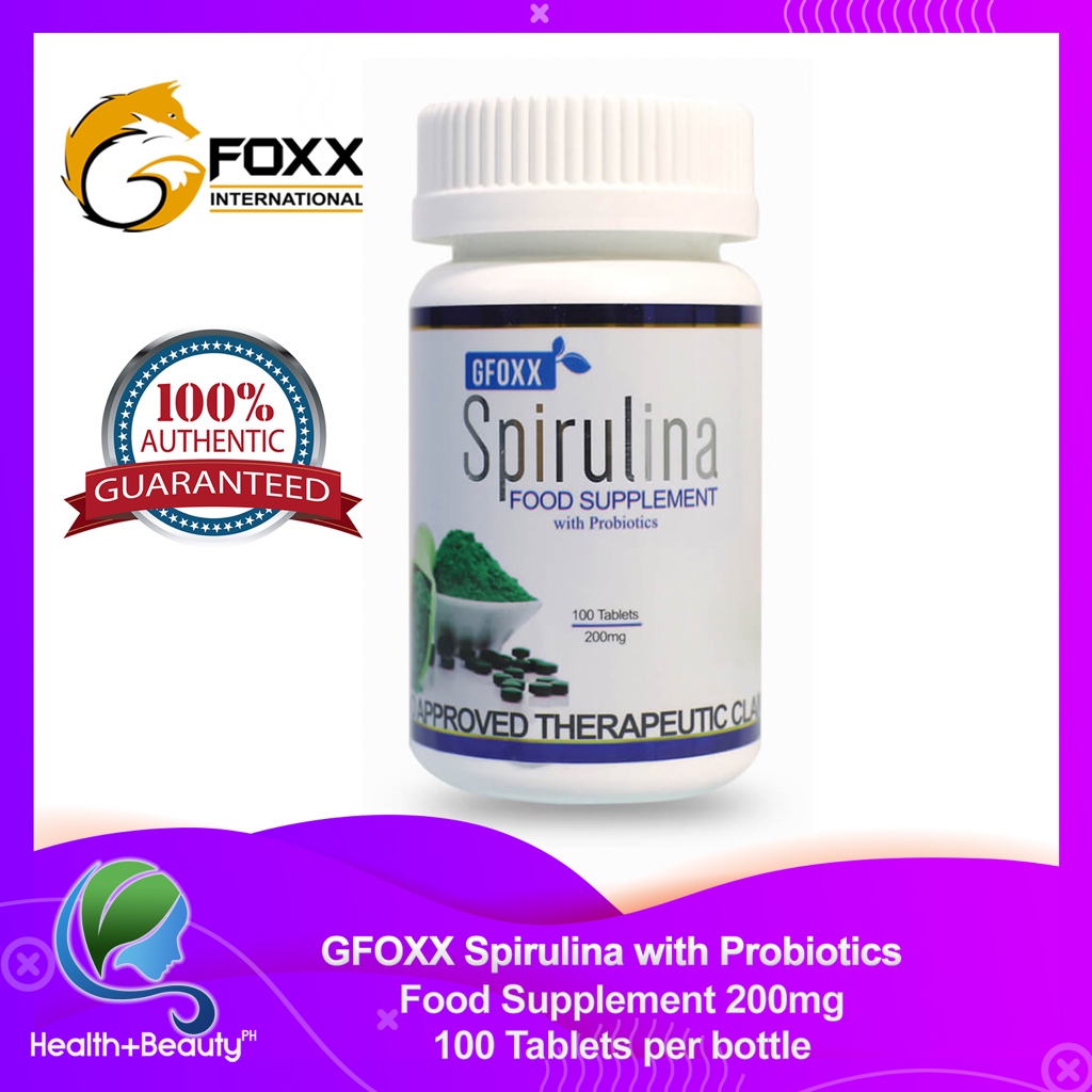 Authentic Gfoxx Spirulina with Probiotics 100 tablets (FDA Approved ...