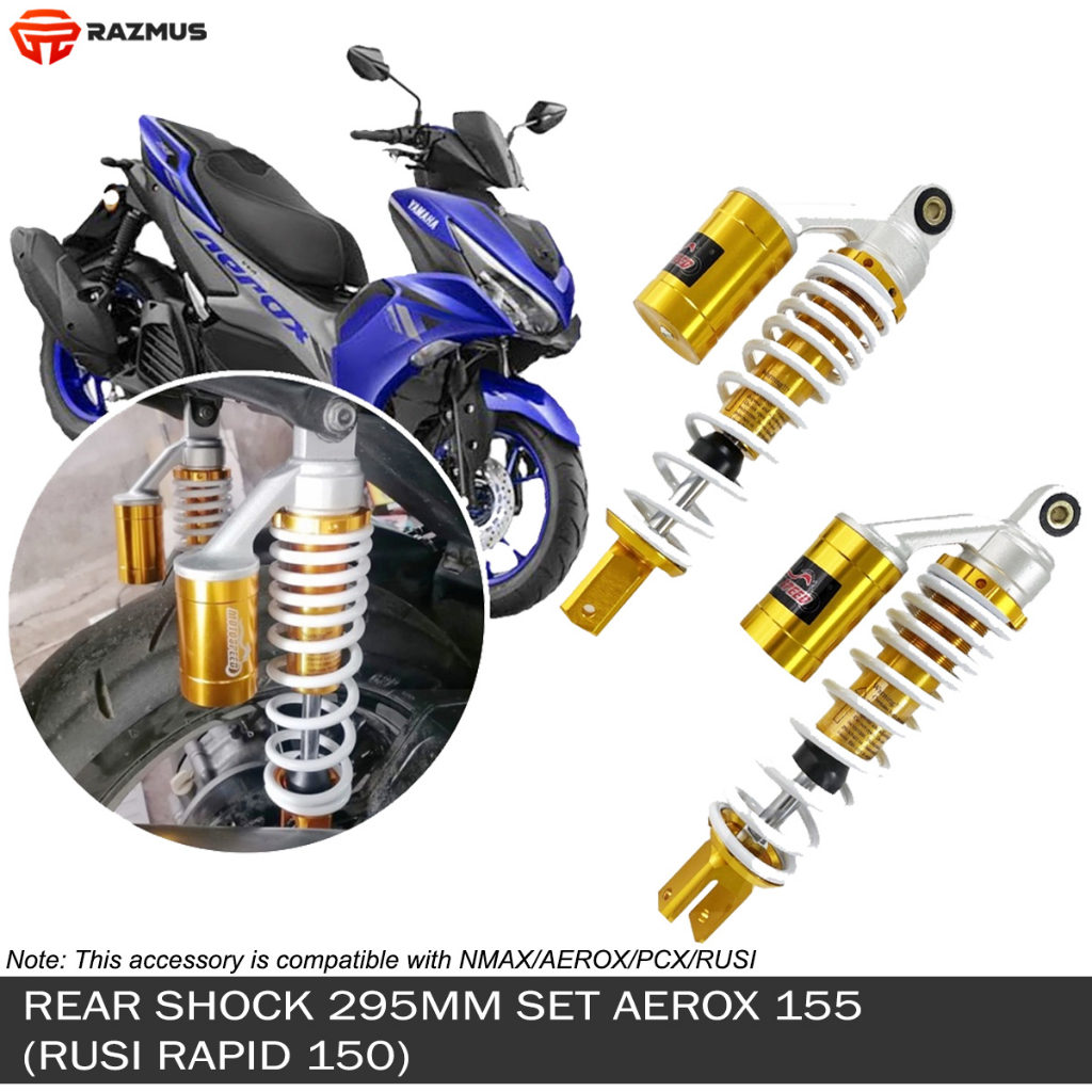 REVO Rear Dual Shock 295mm(Set) Absorber (Aerox/Rusi rapid 150/Nmax/ADV ...