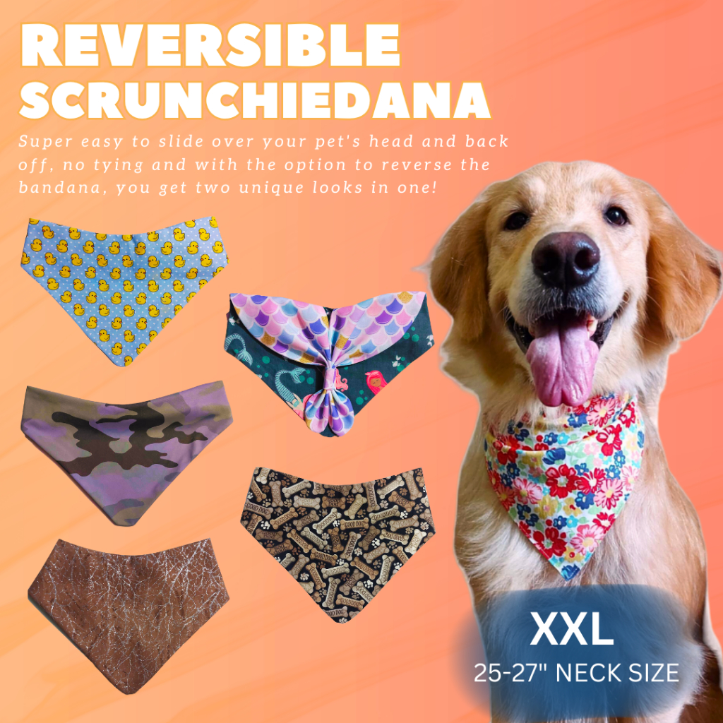 XXL SIZE Pet-Friendly Reversible Scarf / Bandana for Dogs - Style and
