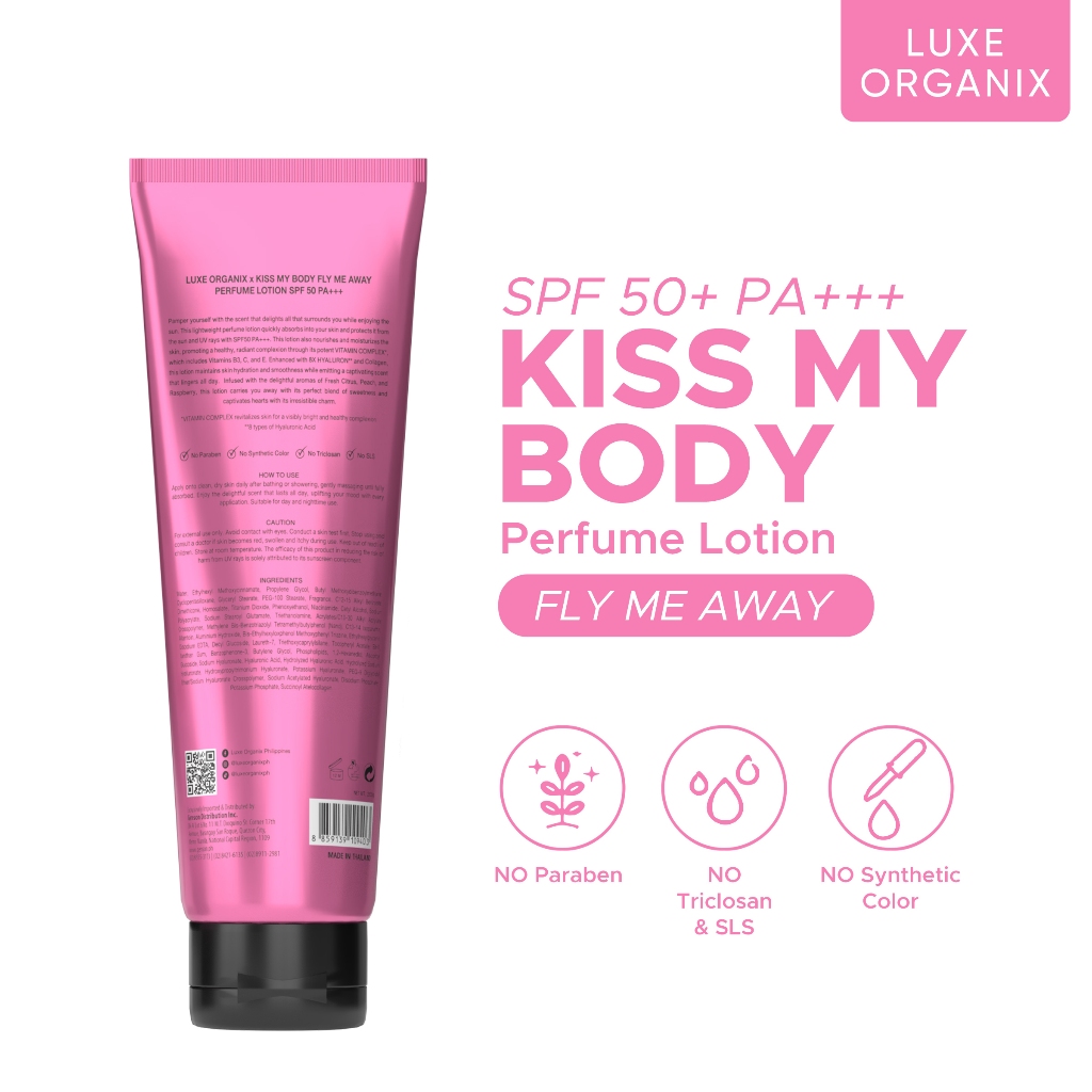 LUXE ORGANIX Kiss My Body Fly Me Away Perfume Lotion SPF50 LUXE ORGANIX Kiss My Body Fly Me Away Perfume Lotion SPF50