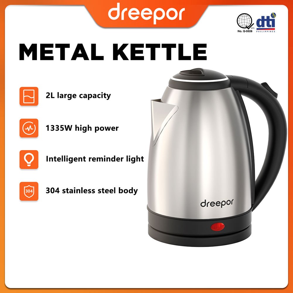 Dreepor 2L Electric Kettle Stainless Steel Hot kettle Water Kettle