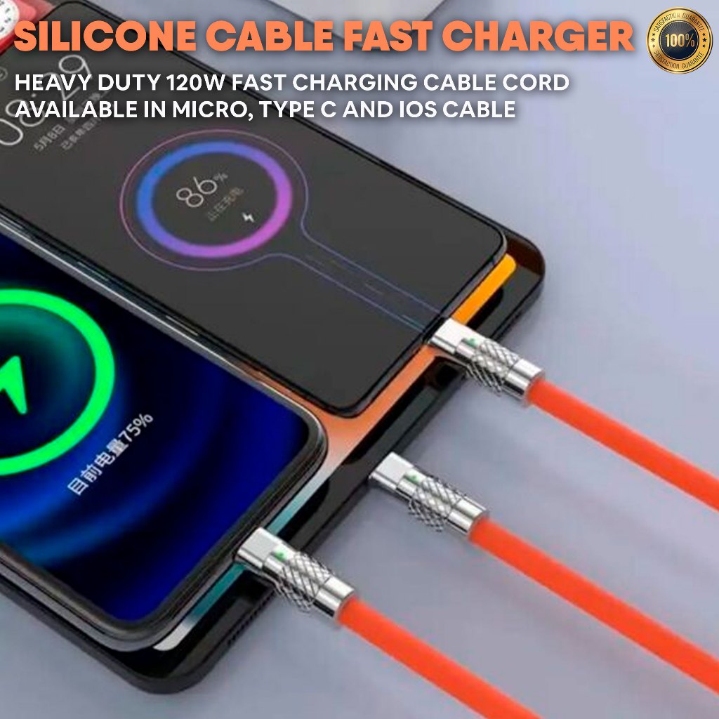 Original USB Liquid Silicone Cable Metal 6A Type C Fast Charge Cable ...