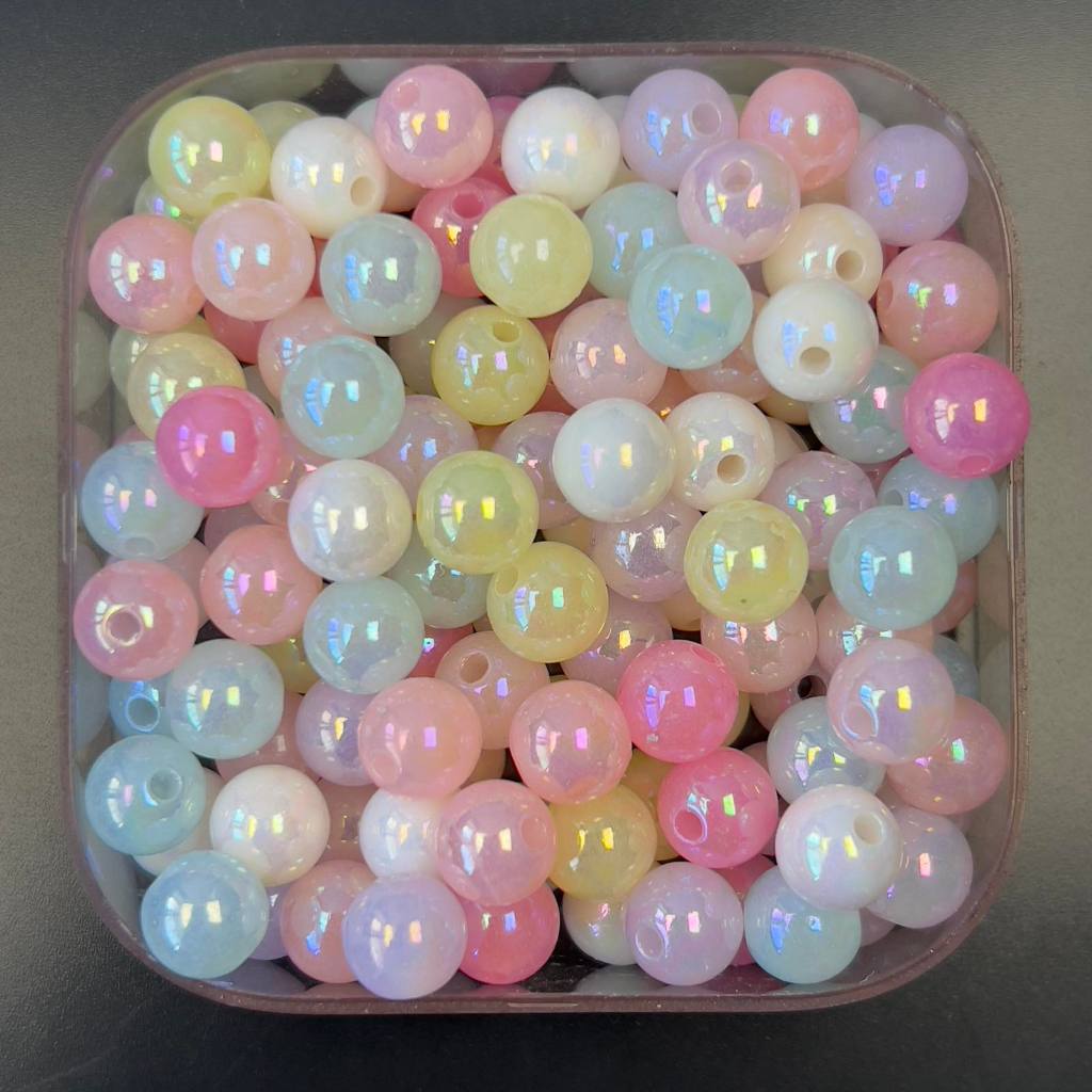 50 Pcs Round Beads 8mm Assorted Color Candy Color DIY Beads Art and ...
