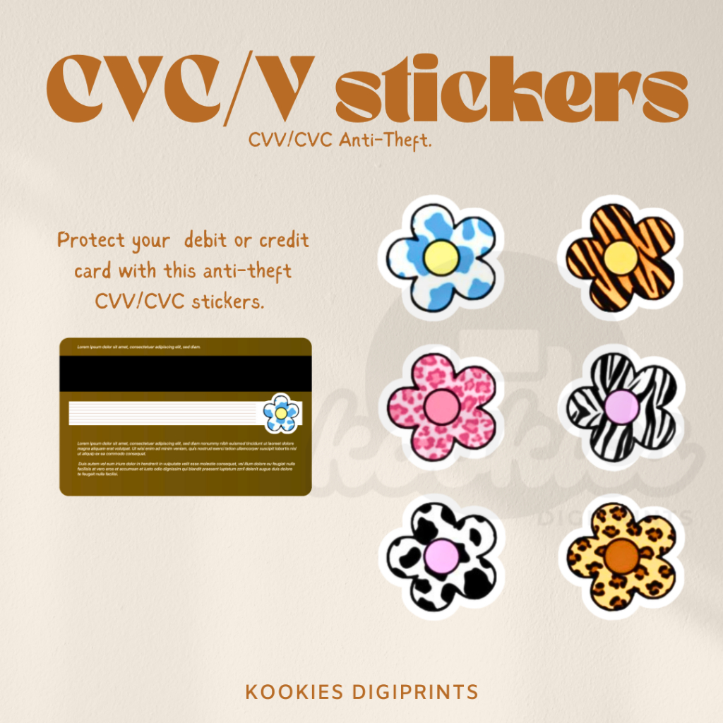 Flower | Cute | Kawaii CVV/CVC Cover Stickers - waterproof stickers ...