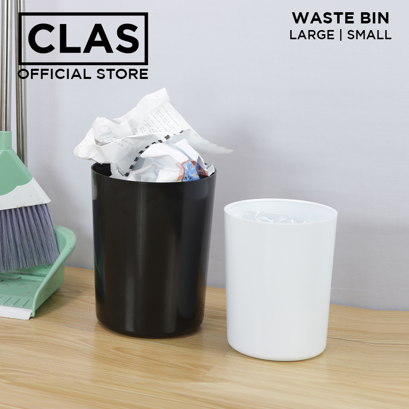 CLAS HOME WASTE BIN FOR TRASH OR RECYCLE DURABLE SIMPLE BLACK WHITE