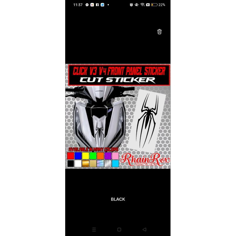 Honda click V3 -V4 front panel sticker cut machine laminated waterproof ...