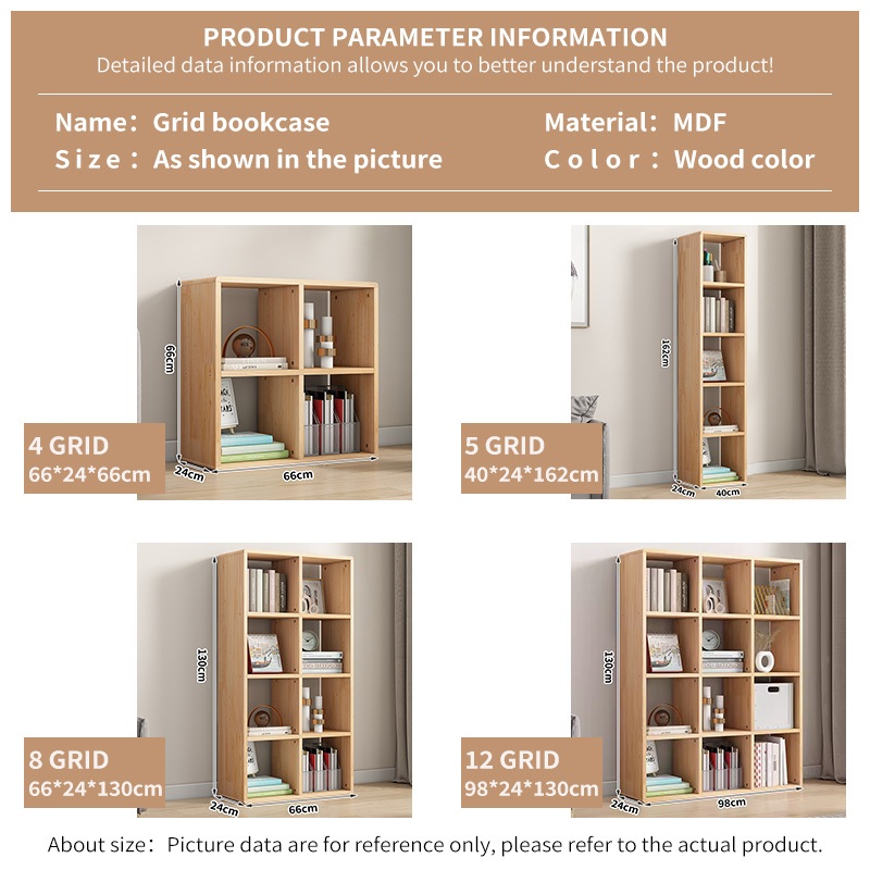 MONOSTYLE Wooden Book Shelf Display Cabinet Organizer Bookcase Grid ...